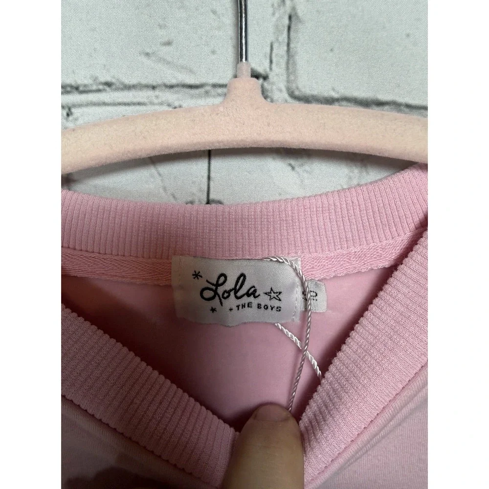 Lola and The Boys Pink Pearls and Popcorn Sequin Sweatshirt‎ Girls Size 10